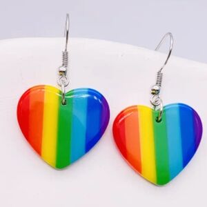 ✨3 FOR $28✨🆕️🏳️‍🌈❤️💛 RAINBOW HEART SHAPED STRIPED EARRINGS💛❤️🏳️‍🌈
